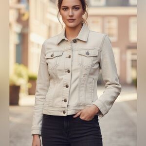 FREE PEOPLE Bleached Distressed Denim Jean Jacket.